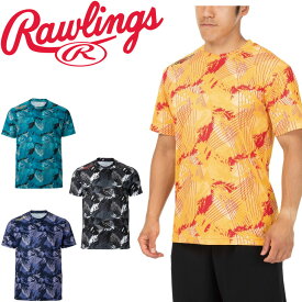 Tシャツ 半袖 メンズ ローリングス Rawlings コンバット03 TEE/野球 スポーツウェア トレーニング 男性 総柄 半袖シャツ クルーネック トップス/AST10F03-