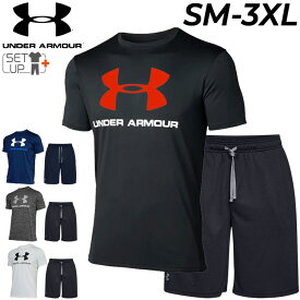 送料無料 トレーニングウェア 上下 メンズ アンダーアーマー UNDERARMOUR 半袖Tシャツ ハーフパンツ セットアップ/スポーツウェア 上下組 吸汗速乾 フィットネス ジム ランニング 男性 2点セット 運動/1359132-1358564