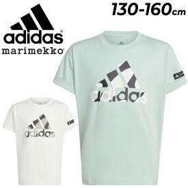 アディダス キッズ 半袖 Tシャツ マリメッコ 女の子 140-160cm adidas MARIMEKKO ジュニア スポーツウェア カジュアル 子ども 子供 プリントT ビッグロゴ 女児 トップス ガールズ サステナブル/ECU22