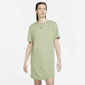 送料無料 半袖 Tシャツ レディース ナイキ NIKE エッセンシャル WMNS Tシャツ ドレス ワンピ スポーツ カジュアル ウェア グリーン系 ロングTシャツ 女性 トップス/DV7883-386