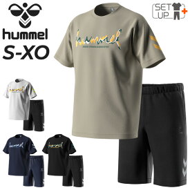 送料無料 ヒュンメル トレーニングウェア メンズ 上下 hummel 半袖Tシャツ ハーフパンツ セットアップ スポーツウェア ウエア 上下組 プリントT ショートパンツ 短パン ジム 運動 練習着 デイリー 男性用 服 ブランド アパレル/HAP1203-HAY6021HP