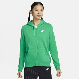 送料無料 ナイキ パーカー スウェット レディース NIKE スポーツウェア フルジップ 裏起毛 フリース スエット グリーン 緑 女性 スポーツウェア カジュアル デイリー スウェットシャツ パーカ 服 ブランド アパレル/DQ5472-324