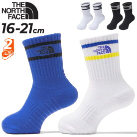 ノースフェイス 子ども用 靴下 2足セット 16-21cm キッズソックス 2足組 THE NORTH FACE フリーラン2Pクルー 速乾 抗菌防臭 高機能 ランニング 運動 デイリー カジュアル 子供 くつした くつ下 小学生 黒 白 青 ブランド アパレル/NNJ82305