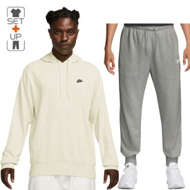 送料無料 ナイキ スウェット メンズ 上下 NIKE クラブ フレンチテリー プルオーバーパーカー ジョガーパンツ セットアップ スポーツウェア 上下組 トレーニング デイリー 男性 スエット パーカ ロングパンツ オフホワイト グレー nike ブランド アパレル/FN3867-FN3802-133