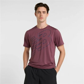 ニューバランス Tシャツ 半袖 メンズ NewBalance Flying NB パフォーマンスTシャツ ビッグロゴ クルーネック スポーツウェア トレーニングシャツ 運動 男性用 半そでシャツ メンズウエア メンズTシャツ 服 ワイン色 ブランド アパレル/MT51070-FDP