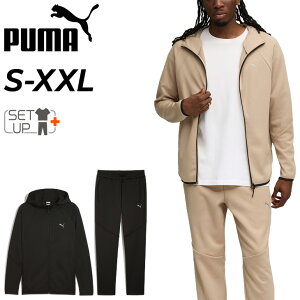 送料無料 プーマ メンズ 上下セット PUMA EVOSTRIPE ウォーム 長袖パーカー ロングパンツ 裏起毛 セットアップ 男性 スリム スポーツウェア 上下組 フルジップフーディ 長ズボン スウェット ジャ