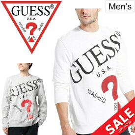 スウェットシャツ 長袖 トレーナー メンズ ゲス GUESS クルーネック プルオーバー スエット 男性 ビッグロゴ アメカジ 紳士服 おしゃれ HUFFIE LOGO SWEAT トップス/M93Q33K8S40