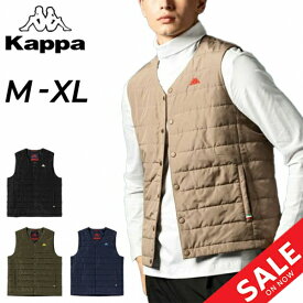 送料無料 カッパ 中綿ベスト メンズ アウター Kappa BRANDS RDKパディングベスト キルティング インナーベスト ノーカラー 衿なし ジレ 防寒 保温 スポーティー カジュアルウエア 男性用 メンズウェア 秋冬 ブランド/KPO-23030