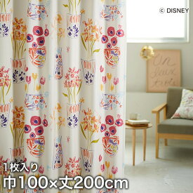 【カーテン】スミノエ ディズニー 既製 カーテン MICKEY Flower vase Mickey with Minnie(フラワーベースウィズMN) 巾100×丈200cm__m-1185-l