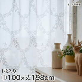 【カーテン】スミノエ ディズニー レース カーテン MICKEY flower wreath(フラワーリース) 巾100×丈198cm__m-1190-l