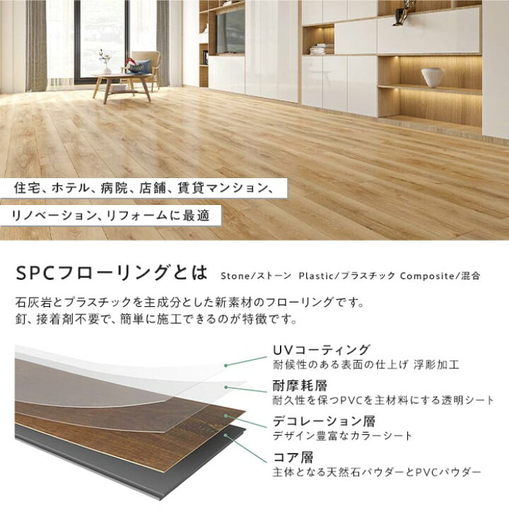 楽天市場】【無垢フローリング】SPCフローリング 4mm厚 床材 4×180 