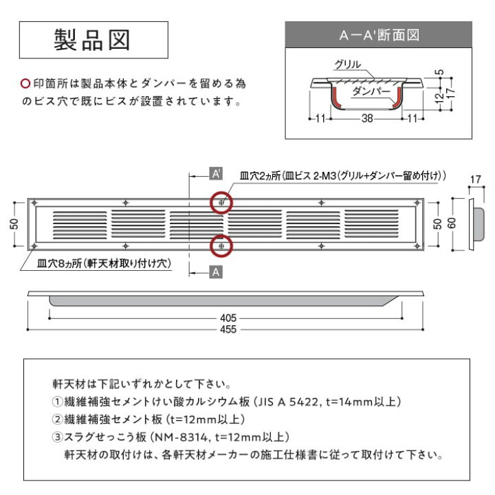 楽天市場】換気口 フクビ ステンレス防火軒天換気口 SFD45 ハーフ 10個 