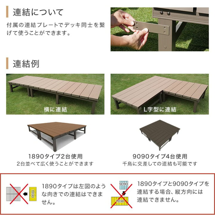 楽天市場】【ウッドデッキ】人工木アルミ連結デッキT5型 1890（幅1800 