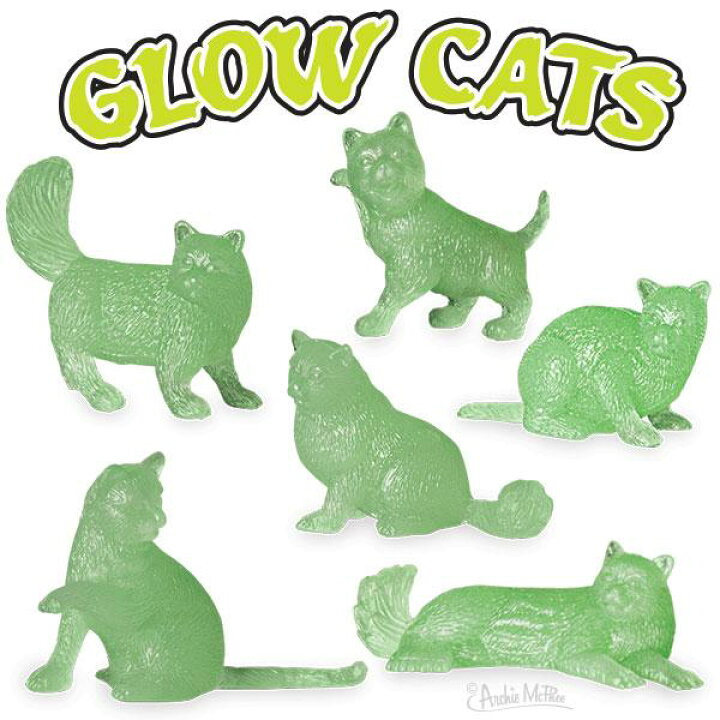楽天市場 メール便ok Glow Cats 6種類set 蓄光 6個セット 小さい猫 ミニチュア おもちゃ 光る 小道具 趣味 ディスプレイ 光る猫のセット Foothill Gardens