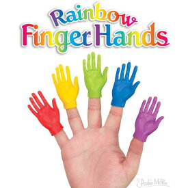 【メール便OK】 レインボー フィンガー ハンド 5個セット　指に付ける手 おもちゃ 小さい手 ミニチュア 手のおもちゃ カラフル ハロウィン 小道具 びっくり おもしろ 映像 画像 写真 撮影 5色 虹色 ペット おもちゃ トイ 面白グッズ Rainbow Finger Hands