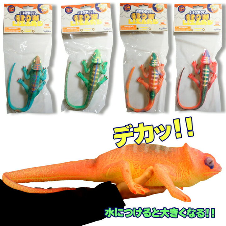 楽天市場 あす楽 グロウ リザード 全4色 水で成長する トカゲ 爬虫類 動物 アニマル トイ おもちゃ 膨らむ 成長 巨大化 おもしろ ビックリ 特大 Big ビッグサイズ 80cm以上 かっこいい フィギュア インテリア Grow Lizard Foothill Gardens