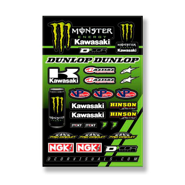 楽天市場 あす楽 正規品 ディコール モンスター エナジー カワサキ デカール シート D Cor Monster Kawasaki Decal Sheet ステッカー ダイカット シール モトクロス Motocross Fmx Kx オフロード フリースタイル モータースポーツ バイク 車 ヘルメット 送料