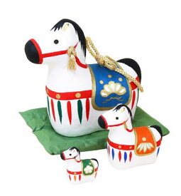 はりこーシカ午 ( 和紙座布団付き ) / 干支 置物 午 馬 / 龍虎堂