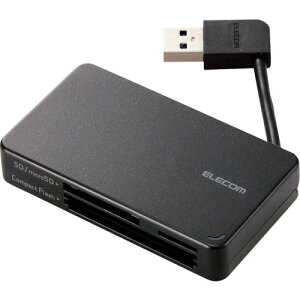 ELECOM ���������[�_���C�^ �P�[�u�����[�^�C�v USB3.0�Ή� SD�{microSD�{CF�Ή� �u���b�N