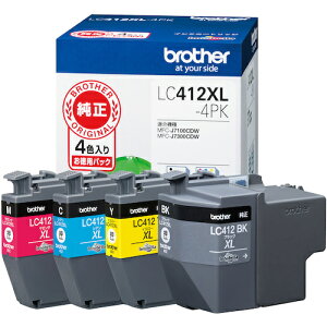 brother LC412XL-4PK �C���N�J�[�g���b�W 4�F�p�b�N�i��e�ʁj