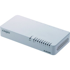 ELECOM 1000BASE-T�Ή� �X�C�b�`���O�n�u 8�|�[�g �v���X�`�b�N➑� ���Εt�� �d���������f�� �z���C�g