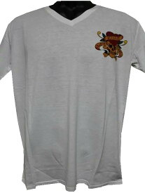 エドハーディー ED HARDY メンズ半袖VネックTシャツ M02CMV052 ホワイト 新品 白