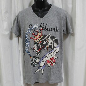 エドハーディー ed hardy メンズ半袖Tシャツ グレー M02SPA044 新品 Vネック