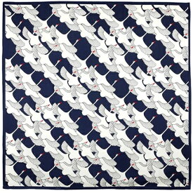 【送料込】 日本製 風呂敷 大判 90 サイズ 濱文様 「祝鶴 （紺）」 鶴 縁起 祝い 洗える ふろしき 綿 土産 ギフト プレゼント 贈り物 ワイン 日本酒 一升瓶 お稽古 包む 飾る インテリア タペストリー カバー エコ バッグ 和 大布 日本 japan furoshiki メール便 送料込