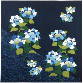 【送料込】 日本製 風呂敷 大判 90 サイズ 濱文様 「紫陽花」 あじさい アジサイ 花 洗える ふろしき 綿 土産 ギフト プレゼント 贈り物 ワイン 日本酒 一升瓶 お稽古 包む 飾る インテリア タペストリー カバー エコ バッグ 和 大布 日本 japan furoshiki メール便 送料込