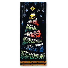 手ぬぐい 日本製 けねま 「ステンドガラスツリー」 クリスマス ツリー 北欧 冬 冬柄 縦柄 和 綿 晒 生地 注染 注染手ぬぐい サイズ タペストリー インテリア 飾る ギフト プレゼント 贈り物 kenema tenugui iapan 手拭い 日本 てぬぐい 専門 正規品 わびすけ メール便