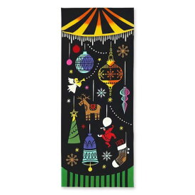 手ぬぐい 日本製 けねま 「merry Christmas go round」 クリスマス オーナメント メリーゴーランド 北欧 冬 冬柄 縦柄 和 綿 晒 注染 注染手ぬぐい サイズ タペストリー 飾る ギフト プレゼント 贈り物 tenugui iapan 手拭い 日本 てぬぐい 専門 正規品 わびすけ メール便