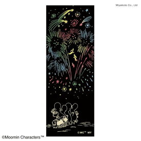 手ぬぐい 日本製 ムーミン 「花火」 MOOMIN ミイ 花火 北欧 縦柄 綿 晒 さらし 注染 注染手ぬぐい サイズ タペストリー インテリア 飾る 伝統 工芸 土産 ギフト プレゼント ジカンスタイル JIKAN STYLE tenugui japan 日本 手拭い てぬぐい 専門 わびすけ 正規品 メール便