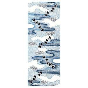 手ぬぐい 日本製 戸田屋 【霞に千鳥】てぬぐい 霞に千鳥 梨園染 注染 縦柄 晒 さらし 綿100% サイズ タペストリー インテリア お弁当 お土産 お祝い ギフト 父の日 母の日 敬老の日 手作り ハ