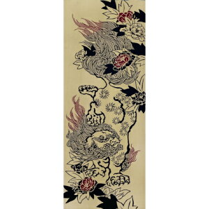 手ぬぐい 日本製 戸田屋 【唐獅子牡丹】てぬぐい 唐獅子 牡丹 梨園染 注染 縦柄 晒 さらし 綿100% サイズ タペストリー インテリア お弁当 お土産 お祝い ギフト 父の日 母の日 敬老の日 手作