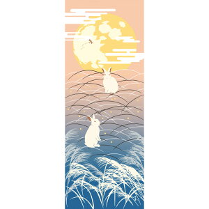 【濱文様・絵てぬぐい】月兎の夢