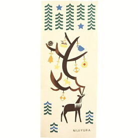 手ぬぐい 日本製 にじゆら 「Ska vi fika-Sweden(クリーム)」 北欧 冬 クリスマス トナカイ 冬柄 縦柄 綿 晒 さらし 注染 サイズ タペストリー インテリア 飾る 土産 ギフト プレゼント 贈り物 japan tenugui 手拭い 日本 てぬぐい 専門 正規品 わびすけ メール便