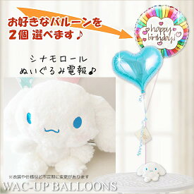 シナモロール 結婚式 バルーン電報 誕生日 プレゼント 出産祝い 入学 卒業 合格 お祝い　サンリオ　シナモロールSのぬいぐるが運ぶ2バルーンセット