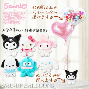 キティちゃん マイメロ クロミ ポチャッコ ハンギョドン シナモロール サンリオ 入学祝い 卒業祝い 合格祝い 女の子 誕生日 プレゼント 選べるサンリオHOWAのぬいぐるみが運ぶ2バルーンセッ