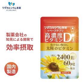 高濃度ビタミンD3 60日分 ビタミンd サプリ 無添加 ビタミンD3 サプリメント 食事で不足 2400iu 60μg uvサプリ ビタミンD3 2000IU以上 ビタミン D サプリ 楽天 カプセル 国産 送料無料 製薬会社 ワダカルシウム製薬 ベースサプリ