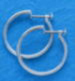 K14WG　ホワイトゴールド イヤリング 少し細目のパイプ輪 1mm×13mm（フープ ネジ式）er-k14wg-1x13