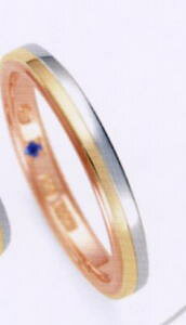 ★Romantic Blue ロマンティックブルーPT900プラチナ/K18YG イエローゴールド/K18PGピンクゴールド4B5001(28)マリッジリング・結婚指輪・ペアリング用(1本)