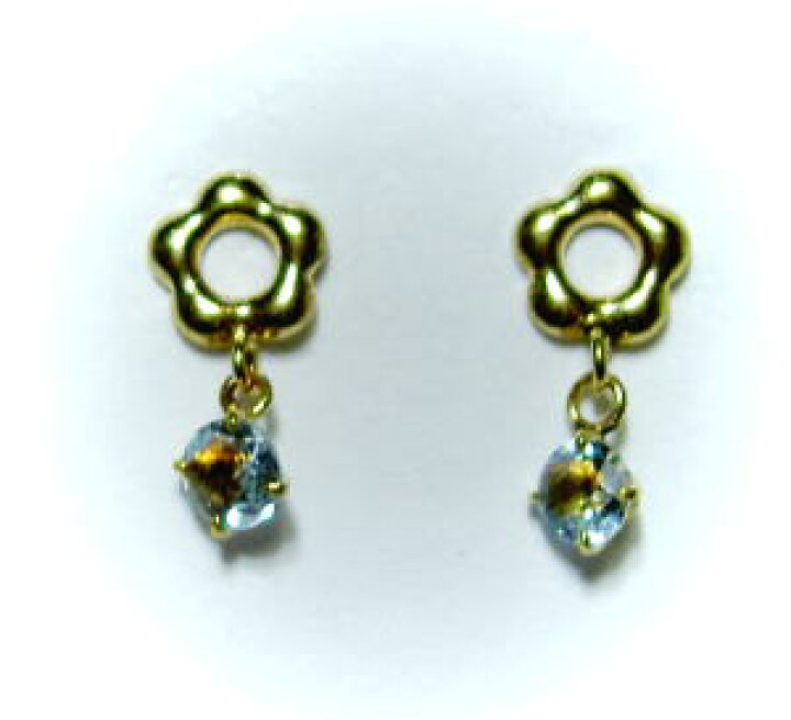 楽天市場】K18イエローゴールド アクアマリン 花ピアス 