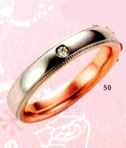 ★【卸直営店のお得な特別割引価格★Angerosa(アンジェローザ)(50)AR-505(L), Pt950/K18PG マリッジリング、結婚指輪、ペアリング用(1本)