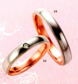 ★【卸直営店のお得な特別割引価格★Angerosa（アンジェローザ）(49)AR-504(M)&(50)AR-505(L)-2本セット , Pt900/K18PG　マリッジリング、結婚指輪、ペアリング