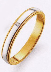 True Love トゥルーラブ (38) M377D-3 ダイヤ 卸直営店 Pt900 プラチナ & K18YG イエローゴールド マリッジリング 結婚指輪 ペアリング(1本)
