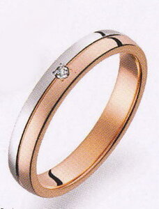 True Love トゥルーラブ (34) M375D-3 ダイヤ 卸直営店 Pt900 プラチナ & K18PG ピンクゴールド マリッジリング 結婚指輪 ペアリング(1本)