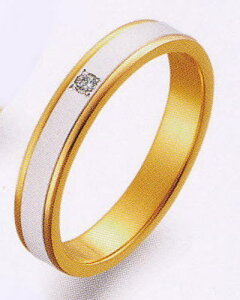 True Love トゥルーラブ (40) M097D-2 ダイヤ 卸直営店 Pt900 プラチナ & K18YG イエローゴールド マリッジリング 結婚指輪 ペアリング(1本)