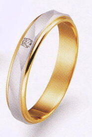 True Love トゥルーラブ (42) M150D　ダイヤ 卸直営店 Pt900 プラチナ & K18YG イエローゴールド マリッジリング 結婚指輪 ペアリング（1本）