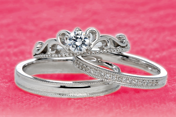 0.2ct.ダイヤモンド婚約指輪（エンゲージリング） 結婚指輪（マリッジリング）3本セットPRF002-02（ブルースター）