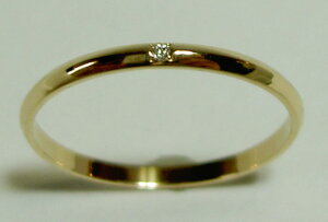 K18YG イエローゴールド ダイヤモンド入り,SLIM(スリム 1.5mm幅)な結婚指輪、マリッジリング、ペアリング(1本)